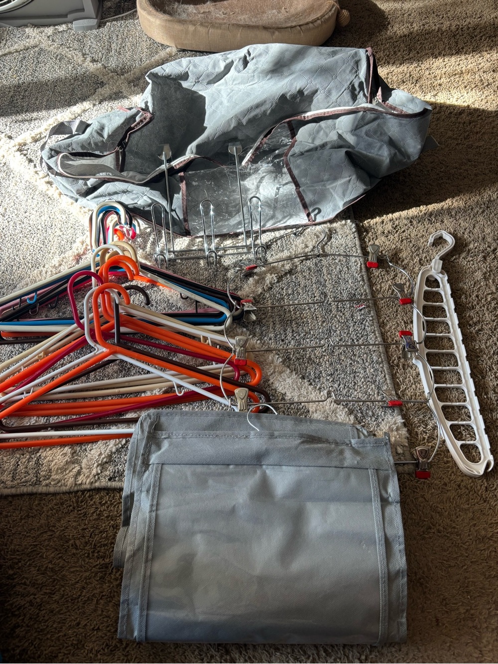 Gray Home Storage Closet Organizer Bag & Hangers Set